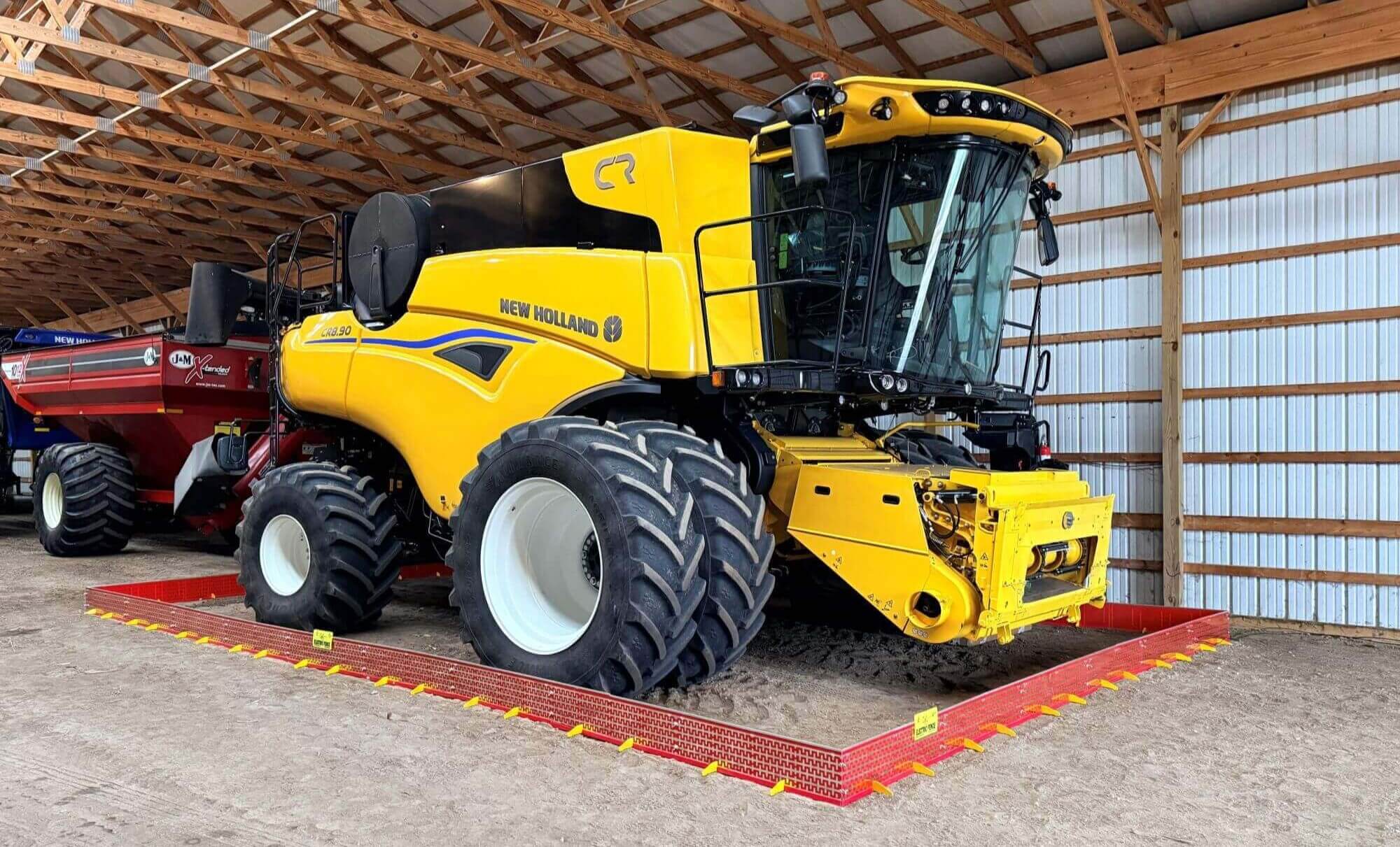 Rodent Shield protecting a New Holland combine